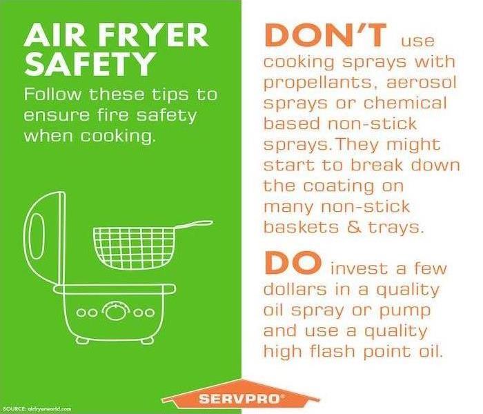 green and white info graphic  about fires from air fryer